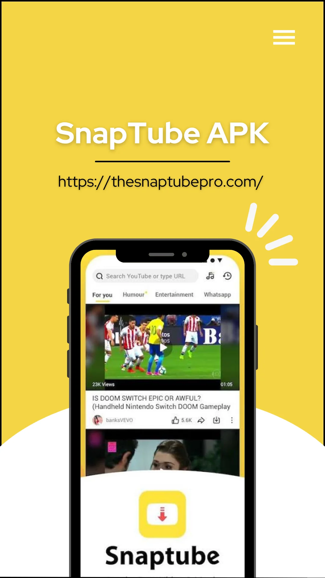 Snaptube APK download application shown on an Android phone